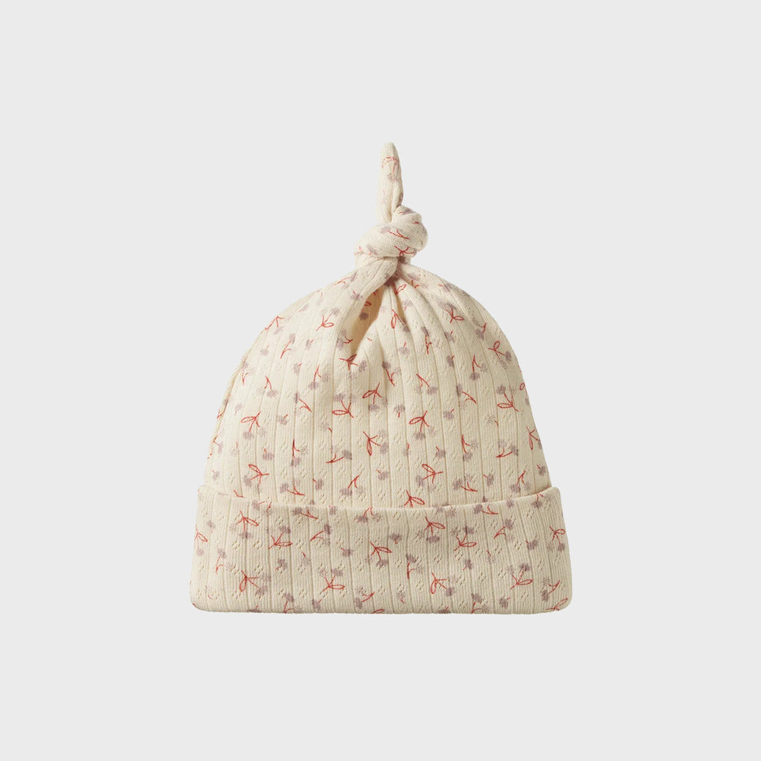 Knotted Beanie Pointelle | Dandelion Print