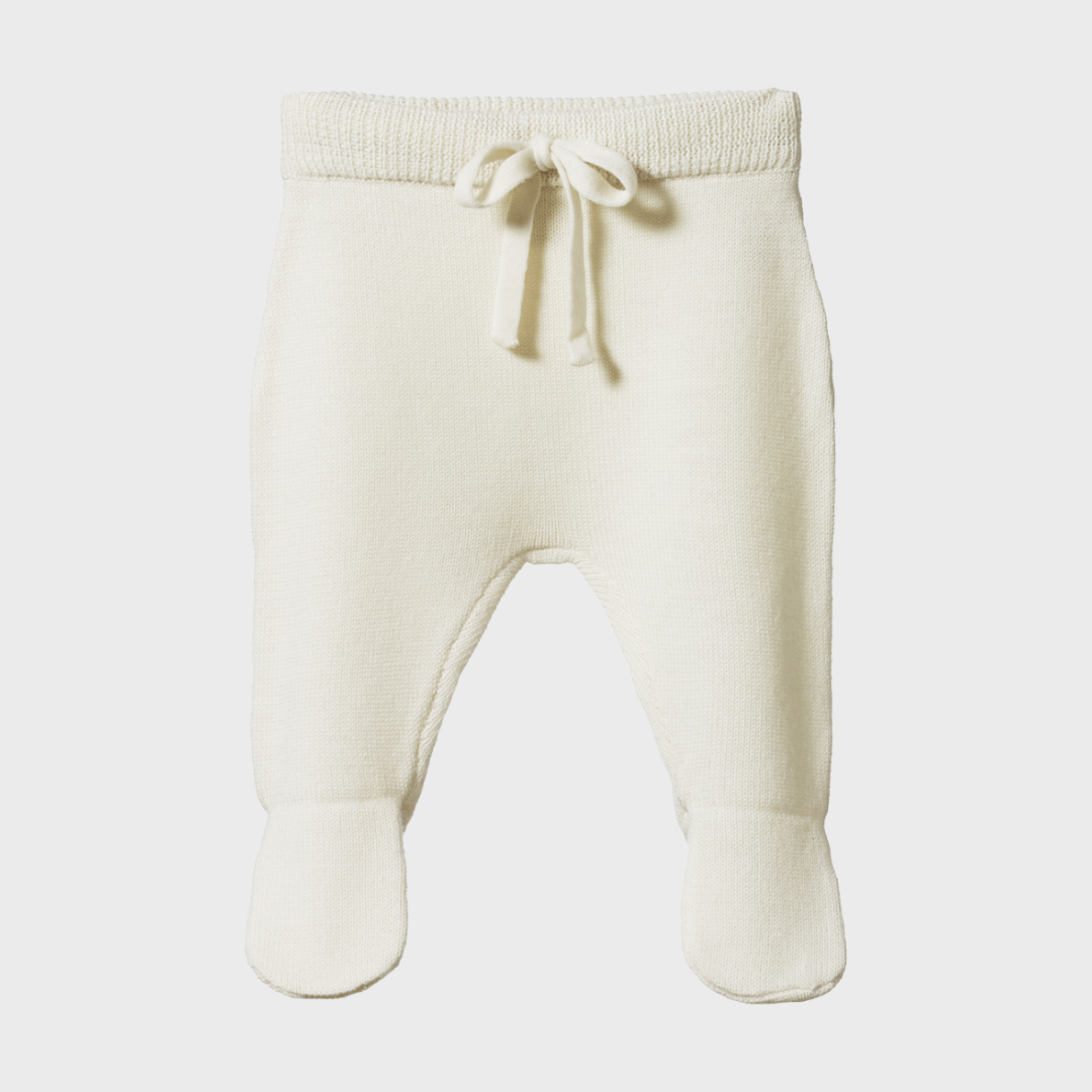 MERINO KNIT FOOTED ROMPERS | NATURAL