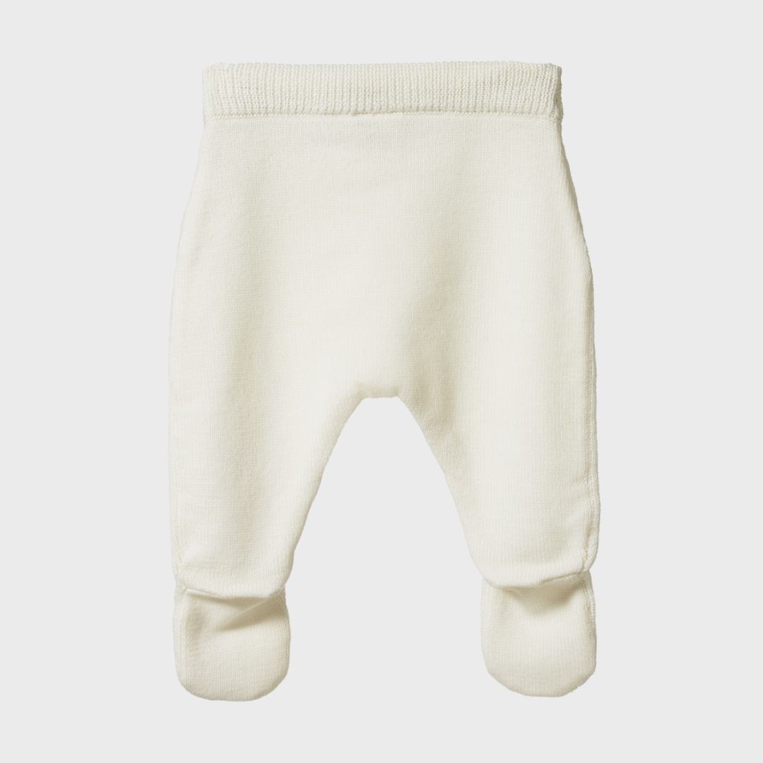 MERINO KNIT FOOTED ROMPERS | NATURAL