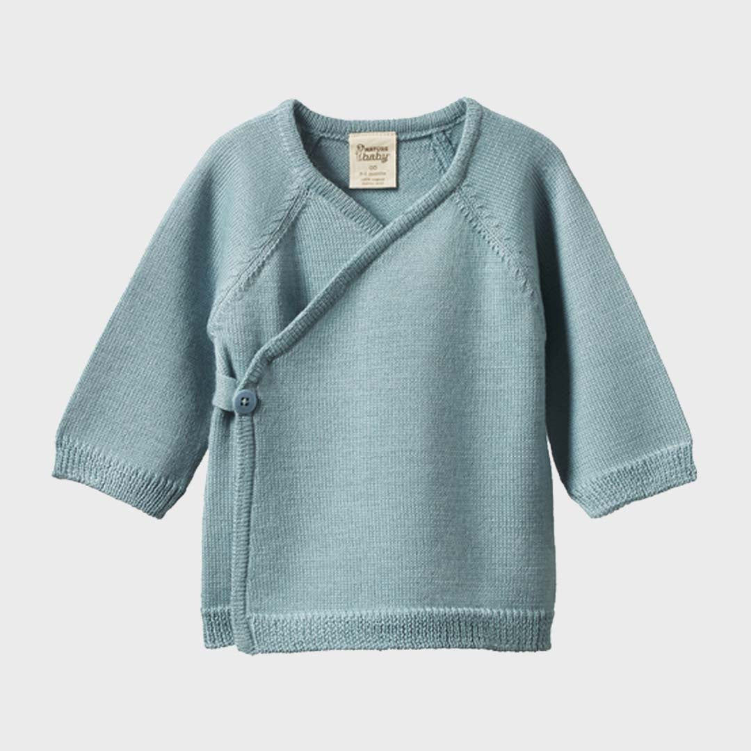 MERINO KNIT KIMONO JACKET | POWDER BLUE