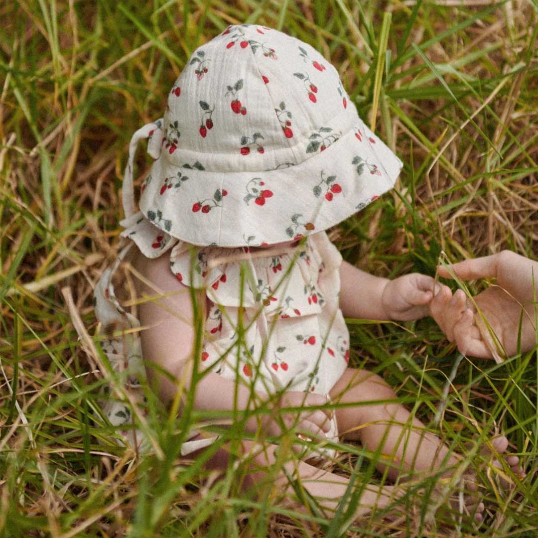 Muslin Sunhat | Strawberry Blush Print