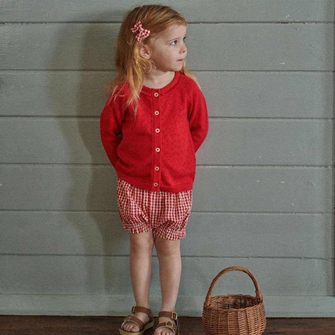 Piper Cardigan | Raspberry Red Pointelle