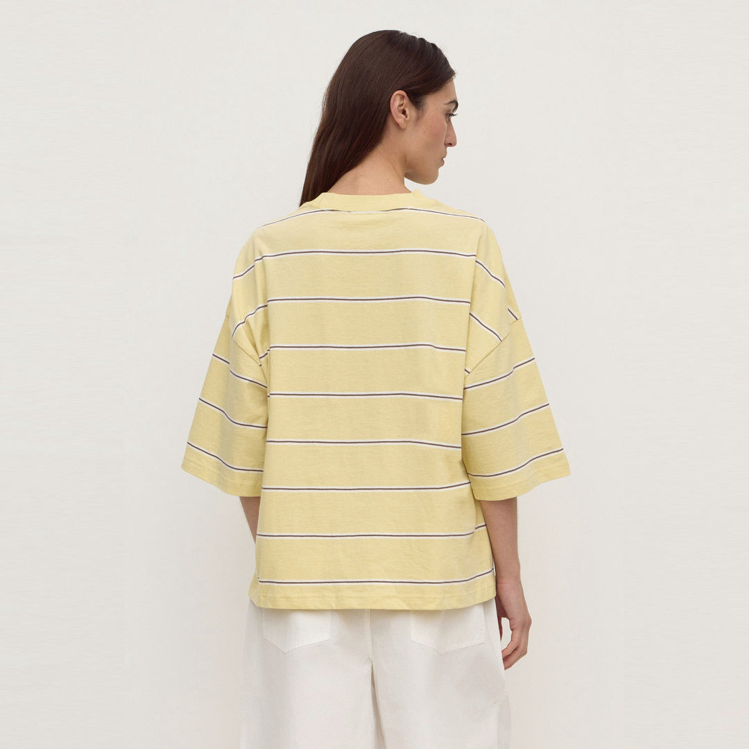 Assembly Label Nora Cotton Stripe Oversized Tee in Rind Stripe