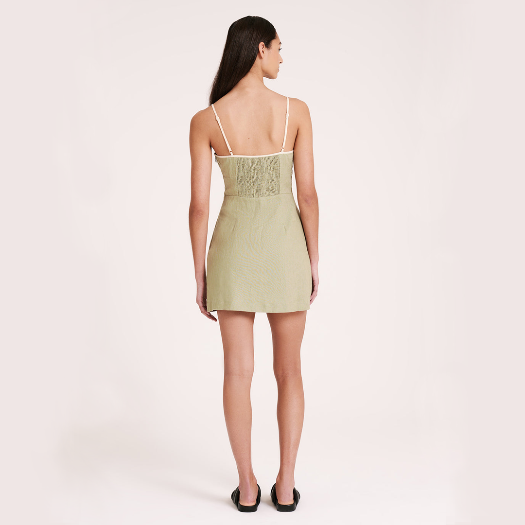 BRIA LINEN DRESS - PISTACHIO