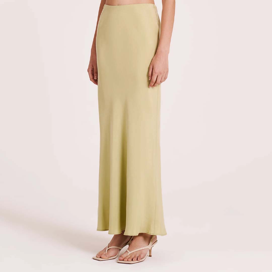 INES CUPRO SKIRT | LIME