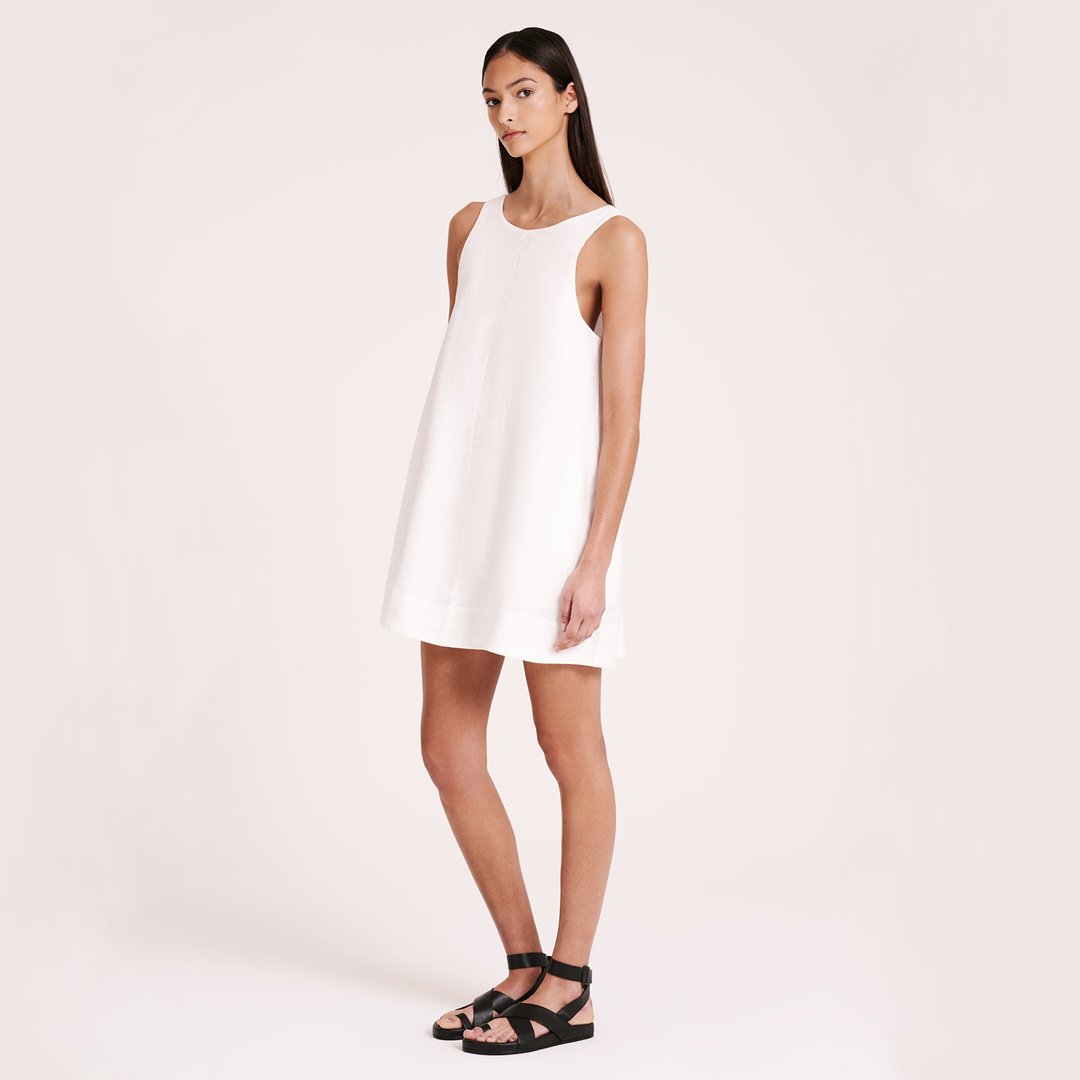 NEMI LINEN DRESS - WHITE