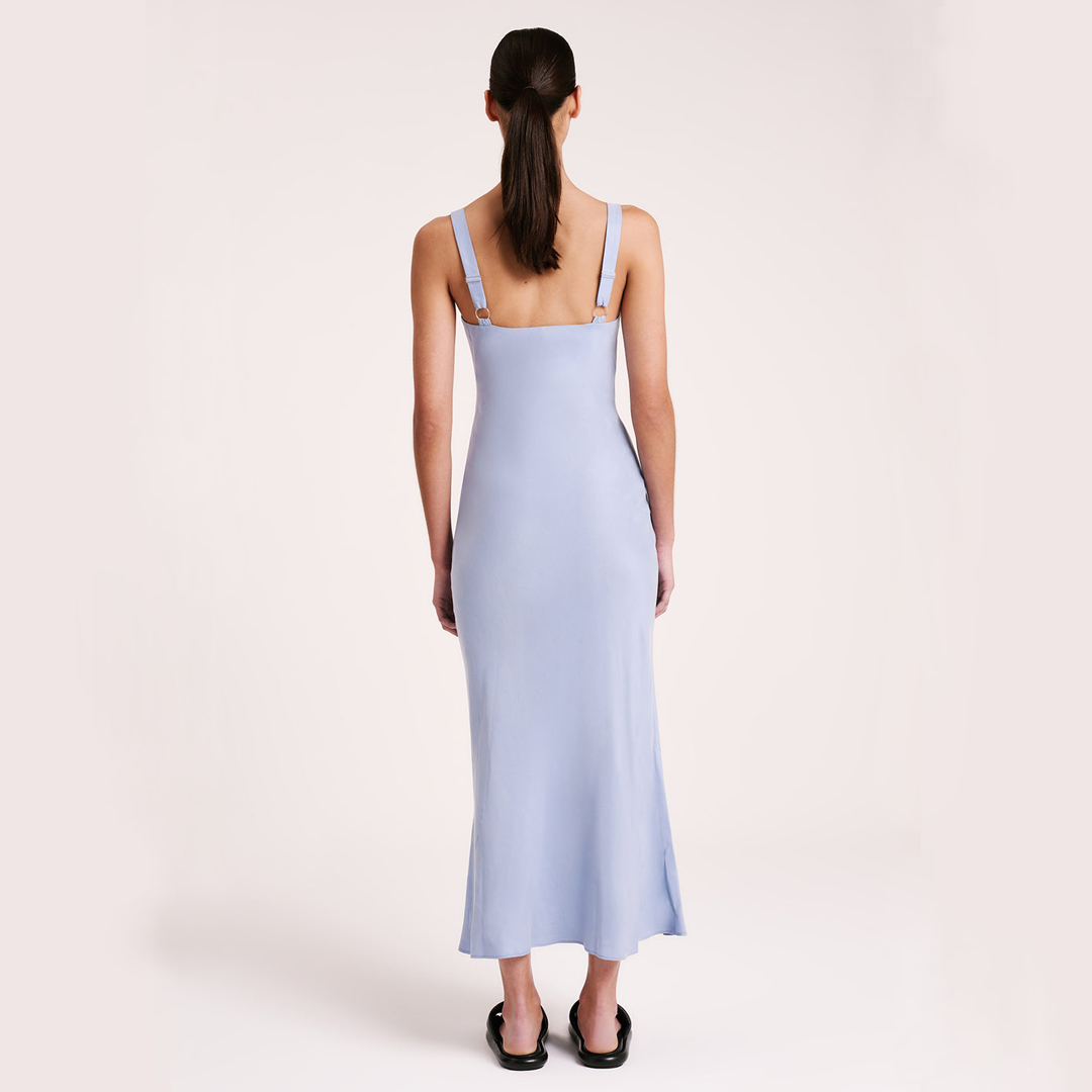 RONI CUPRO SLIP DRESS | MINERAL BLUE