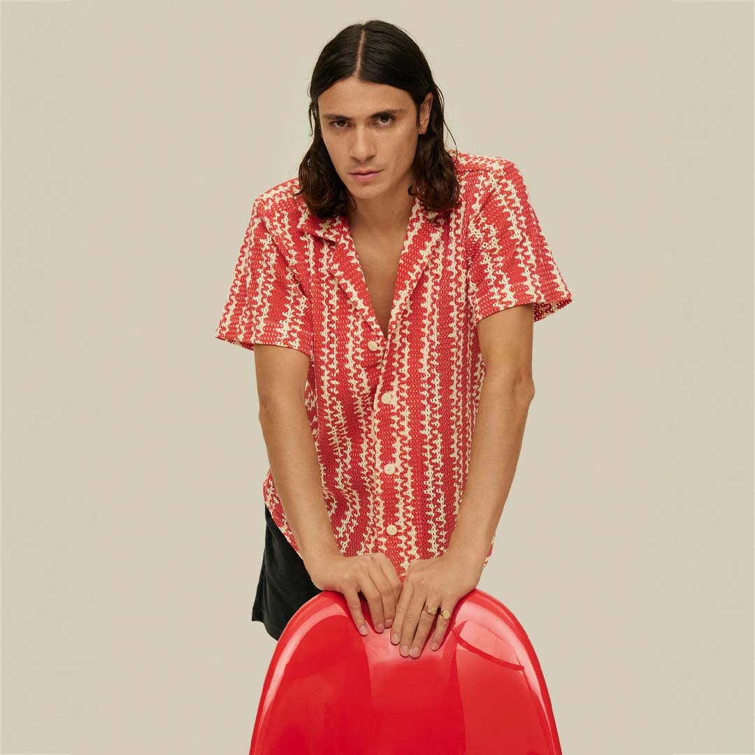 CUBA NET SHIRT | RED SCRIBBLE