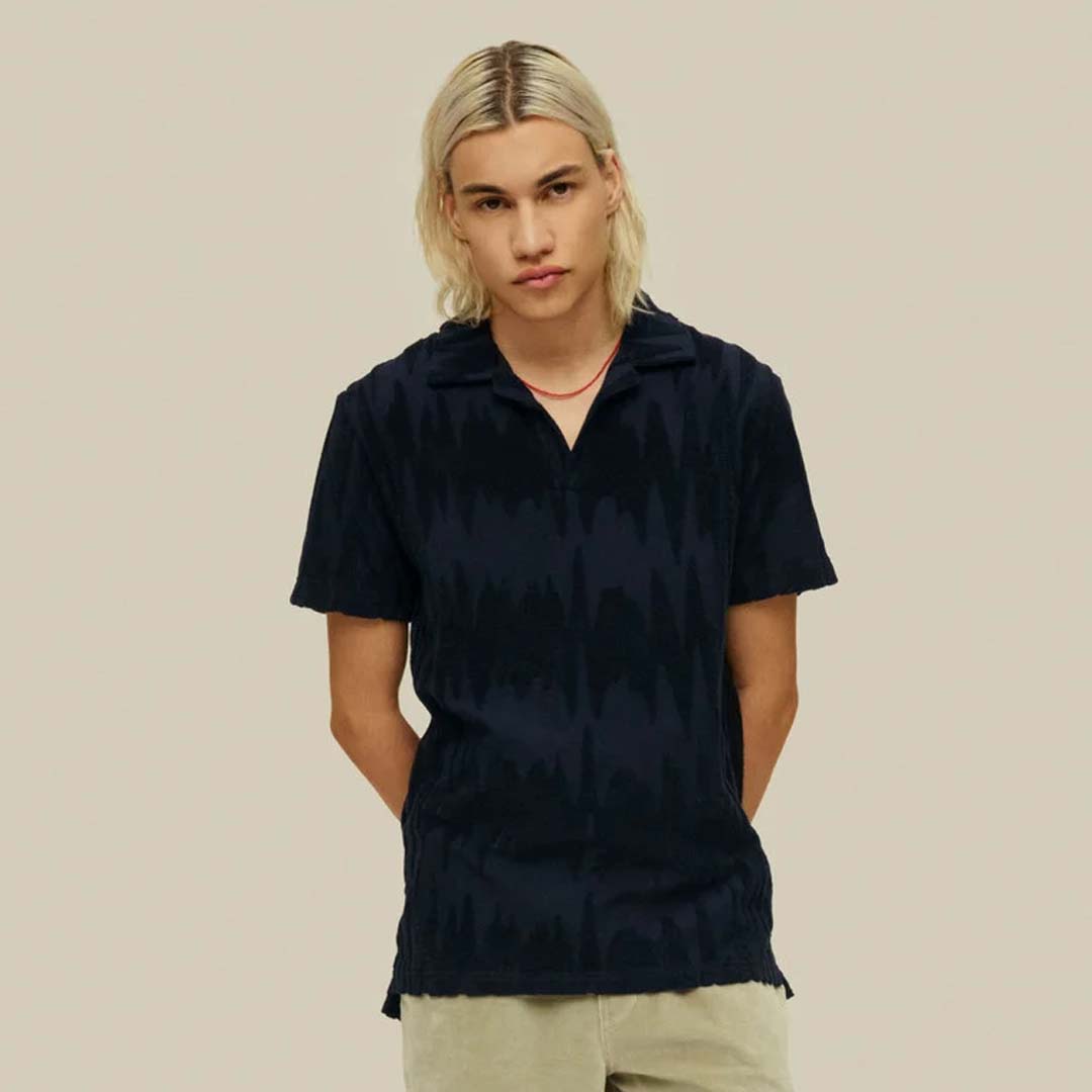 GLITCH POLO TERRY SHIRT | NAVY