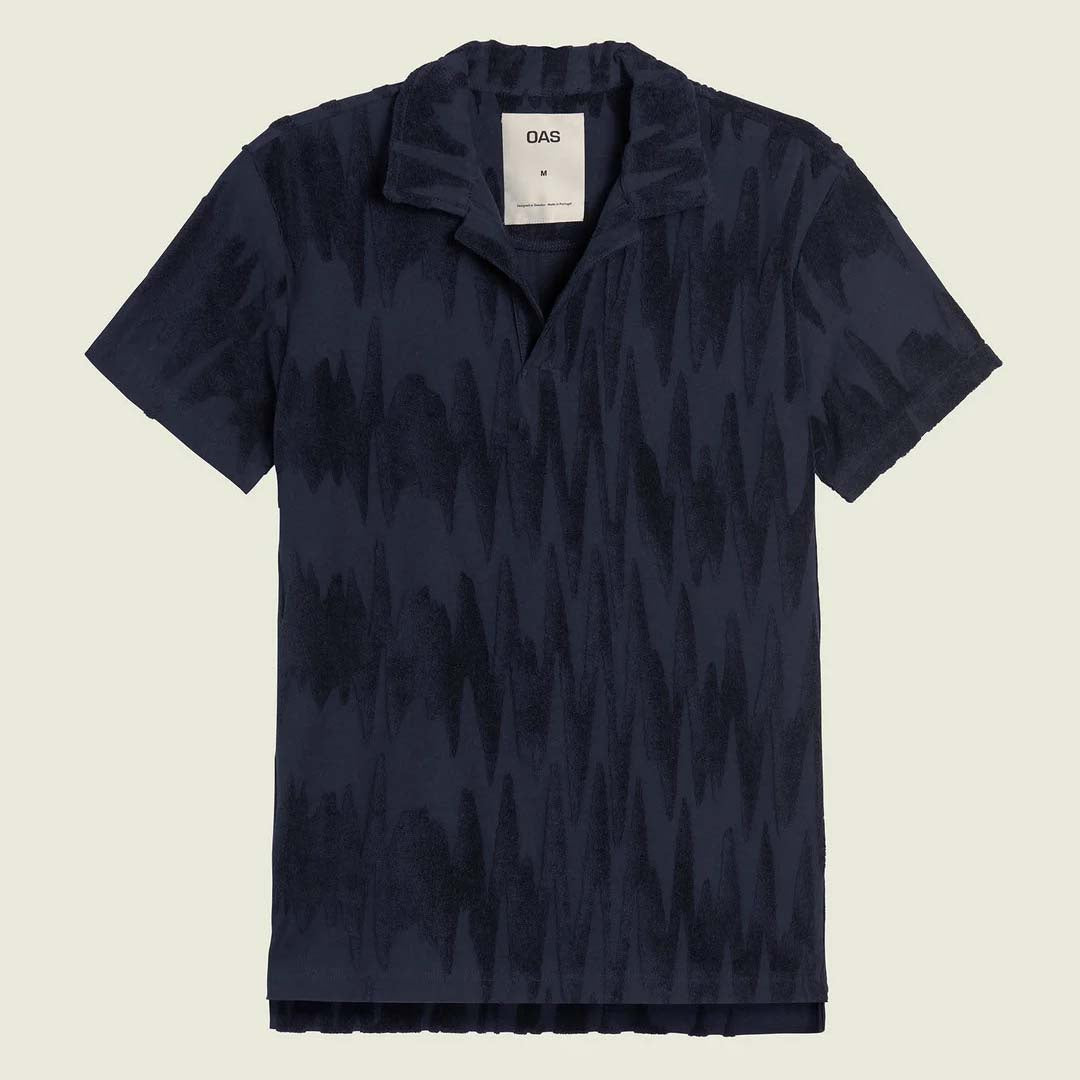 GLITCH POLO TERRY SHIRT | NAVY