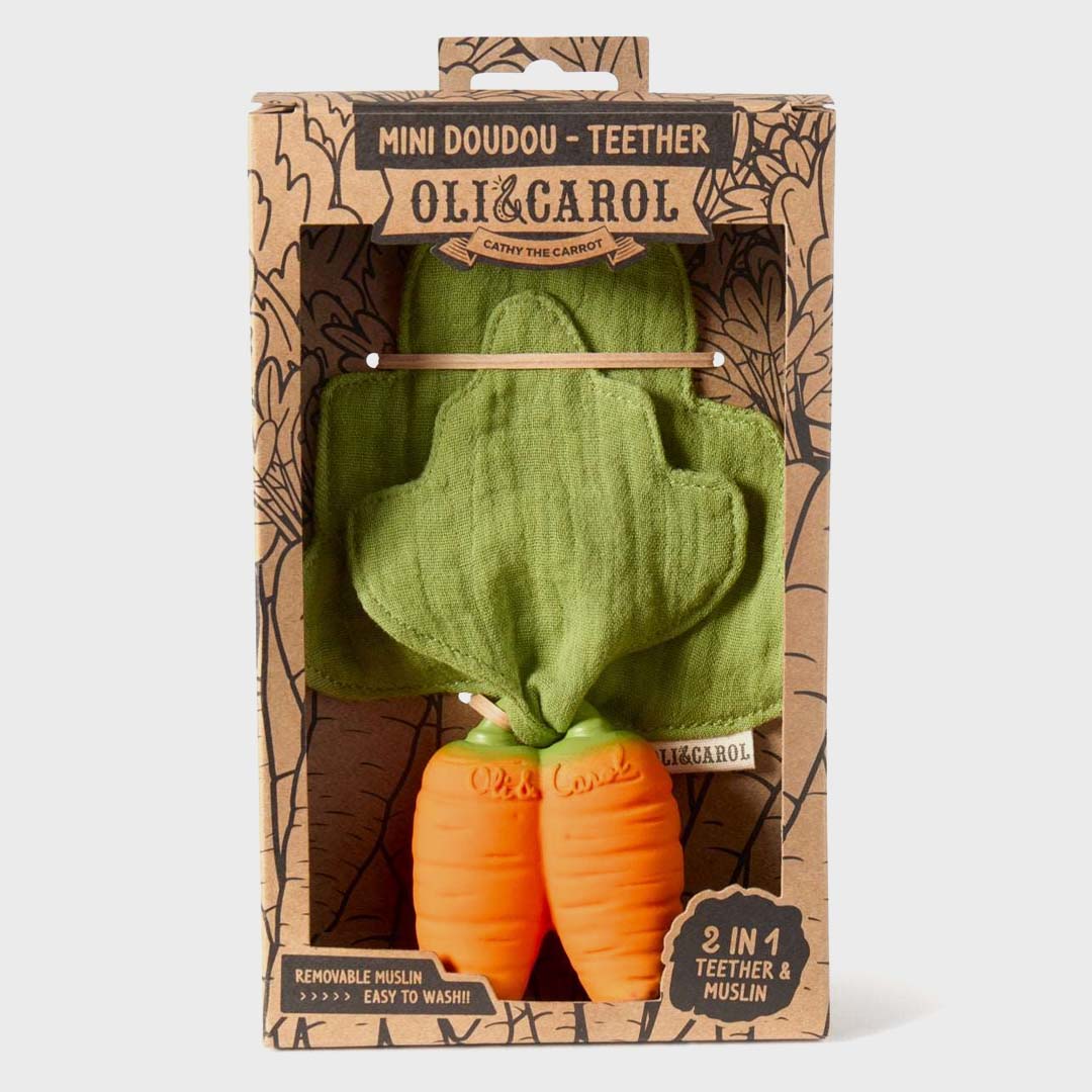 Cathy the Carrot Mini Doudou-Teether