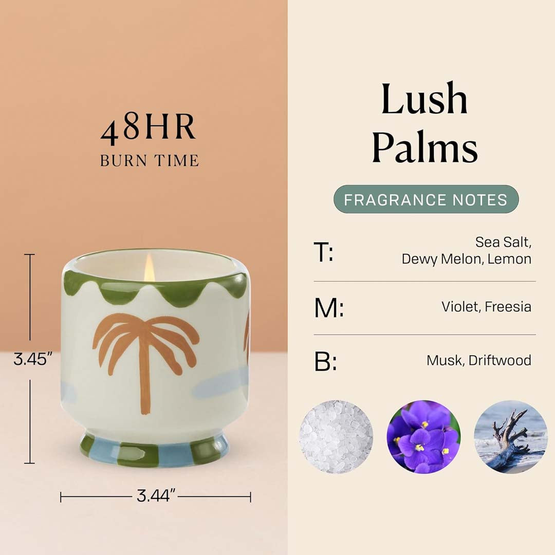 Adopo 8oz Palm Tree Ceramic Candle | Lush Palms
