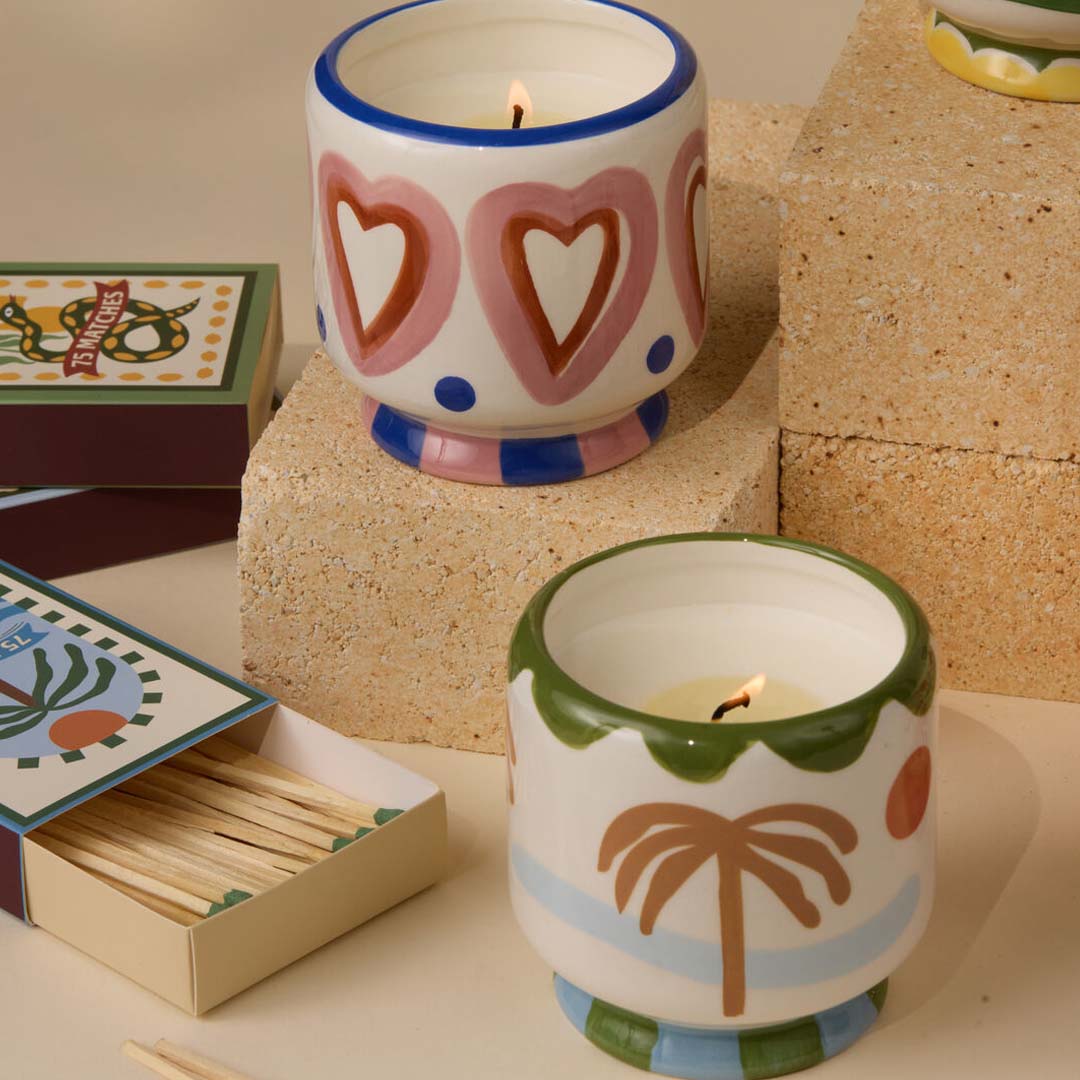 Adopo 8oz Palm Tree Ceramic Candle | Lush Palms