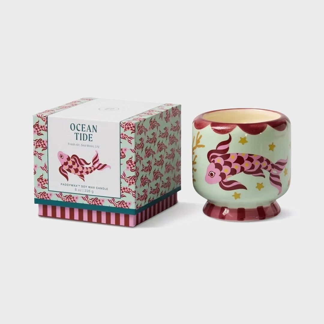 Adopo 8oz Koi Ceramic Candle | Ocean Tide
