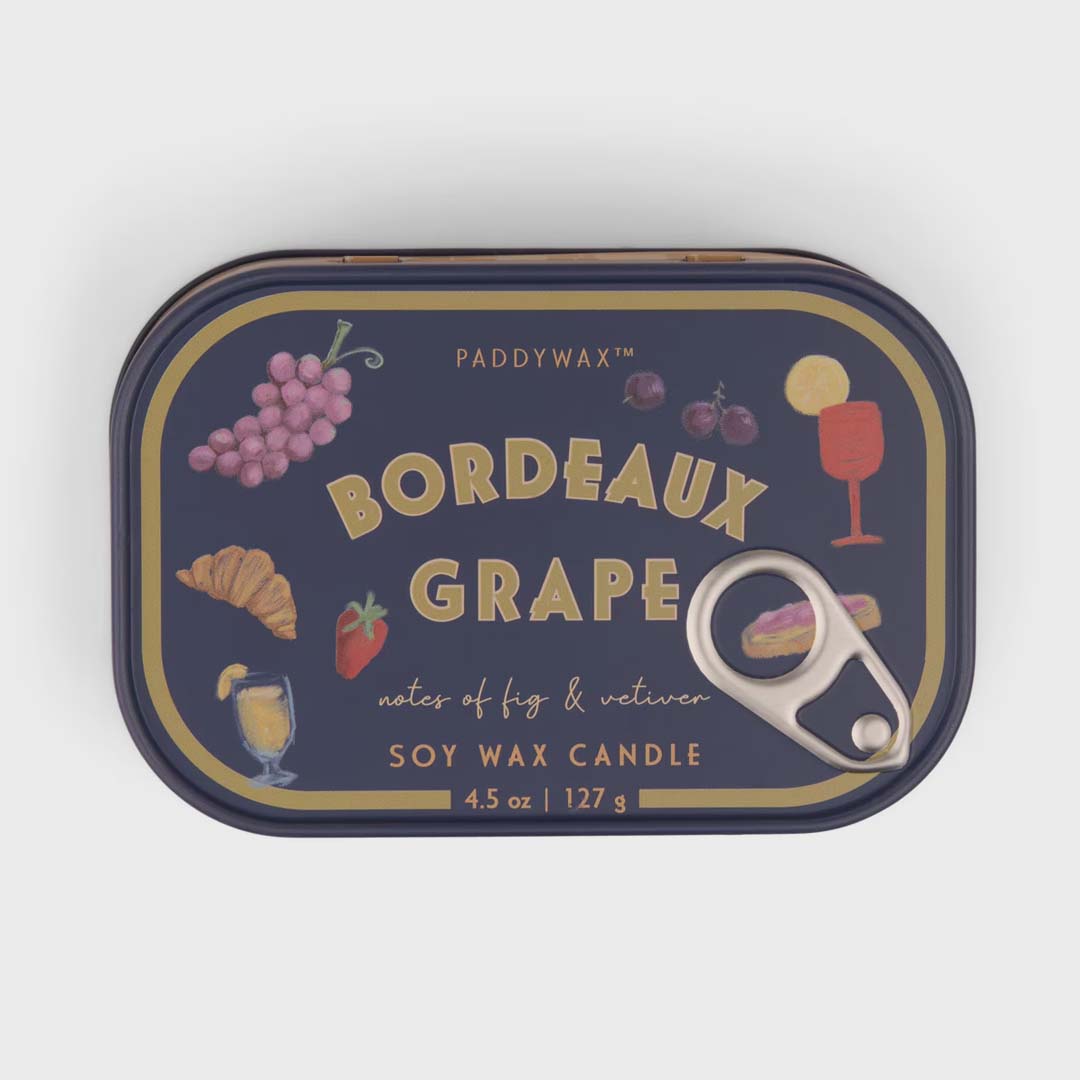 BISTRO 4.5oz GRAPES PRINTED TIN CANDLE | BORDEAUX GRAPE