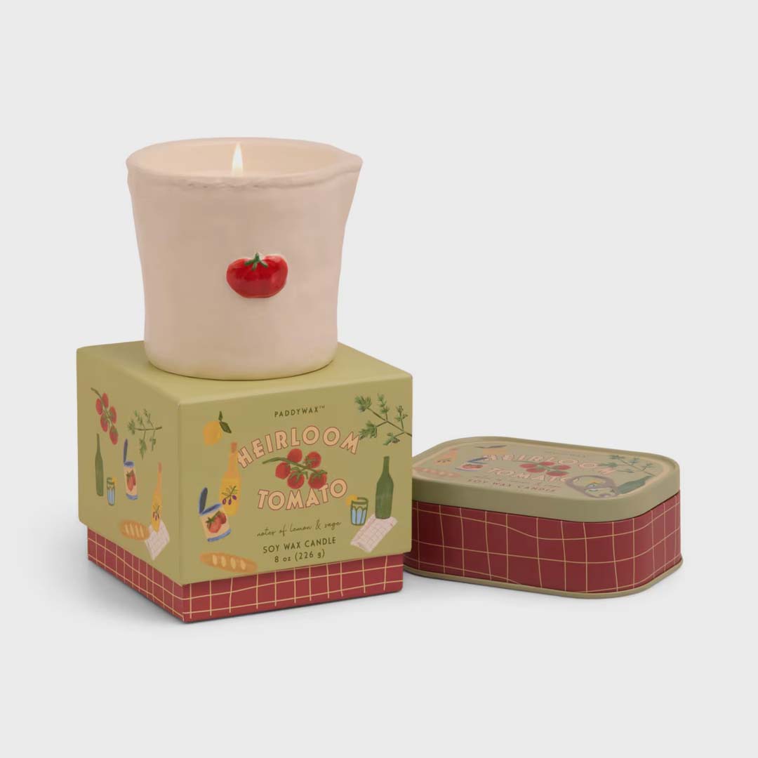 BISTRO 4.5oz TOMATO PRINTED TIN CANDLE | HEIRLOOM TOMATO