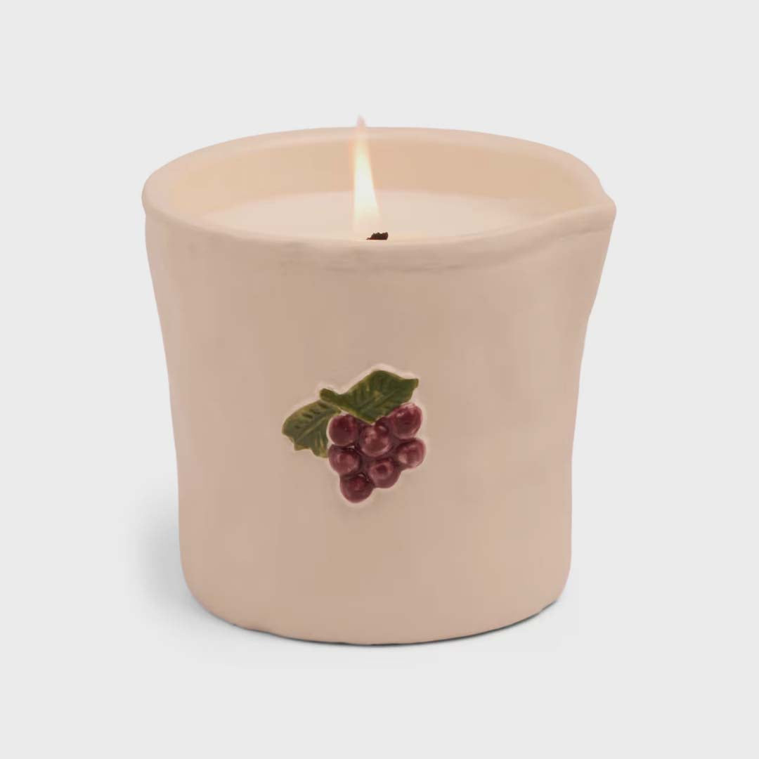 BISTRO 8oz GRAPES EMBOSSED CERAMIC CANDLE | BORDEAUX GRAPE