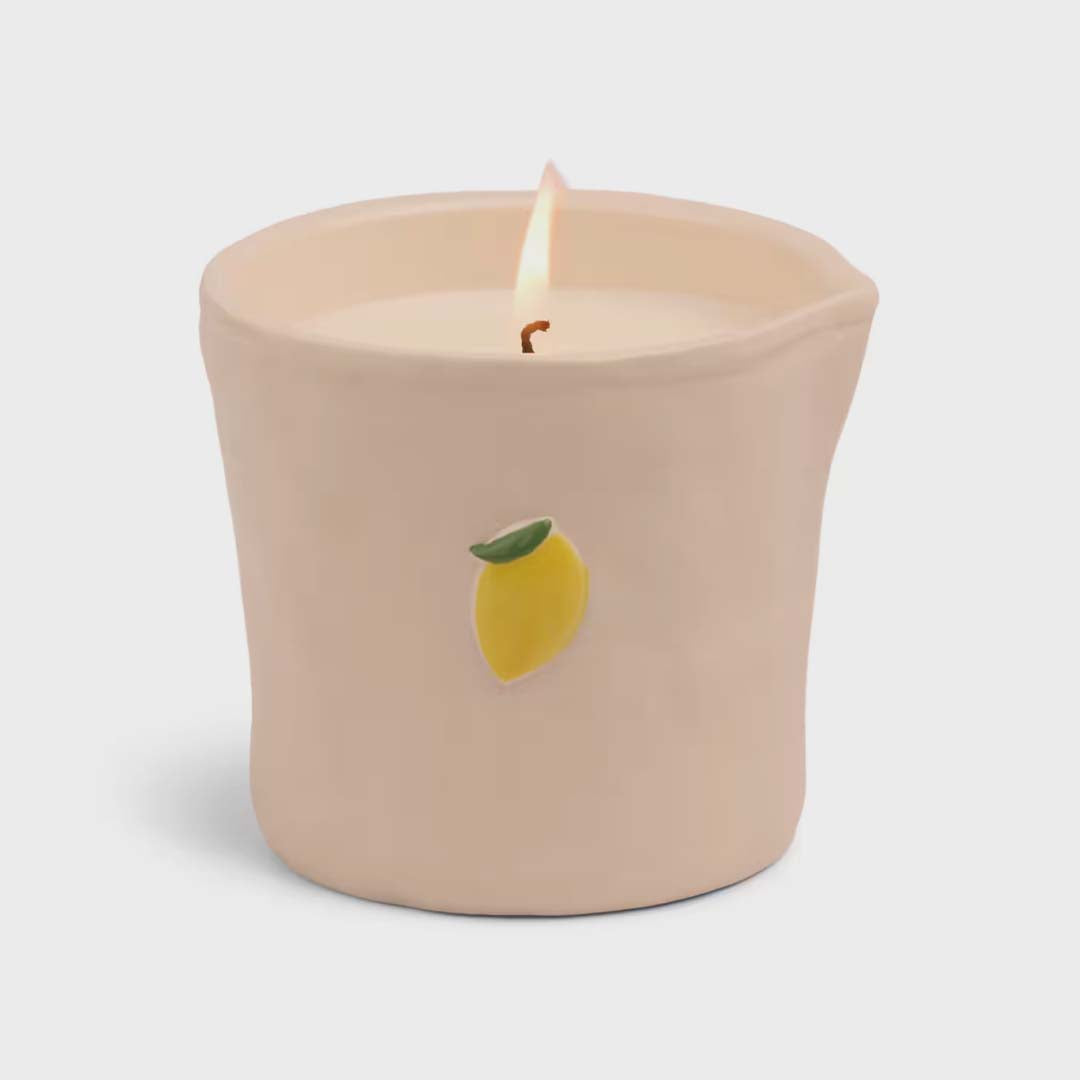 BISTRO 8oz LEMON EMBOSSED CERAMIC CANDLE | MEYER LEMON