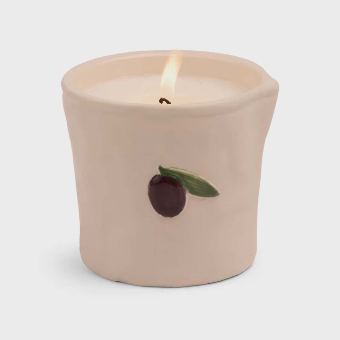 BISTRO 8oz OLIVE EMBOSSED CERAMIC CANDLE | FIG & OLIVE