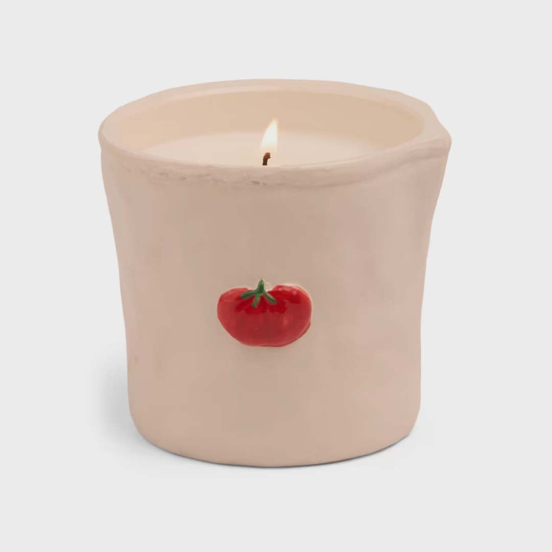 BISTRO 8oz TOMATO EMBOSSED CERAMIC CANDLE | HEIRLOOM TOMATO