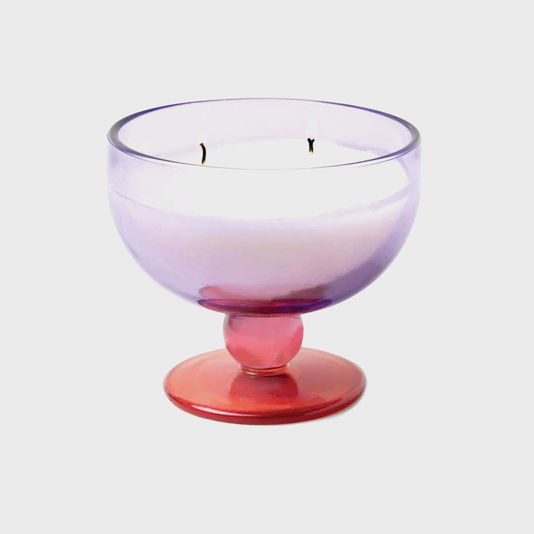 TINTED GLASS GOBLET CANDLE | PURPLE & PINK