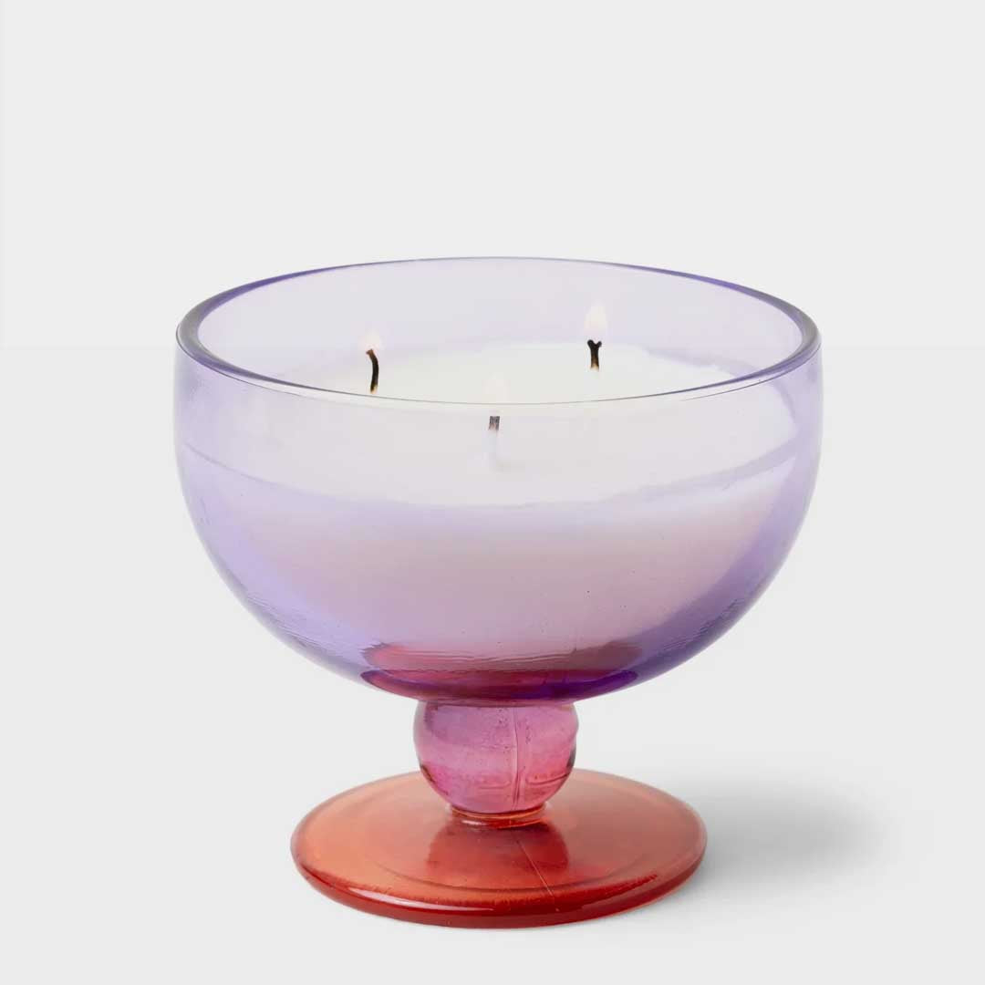 Aura 6oz Tinted Glass Goblet Candle | Purple & Pink