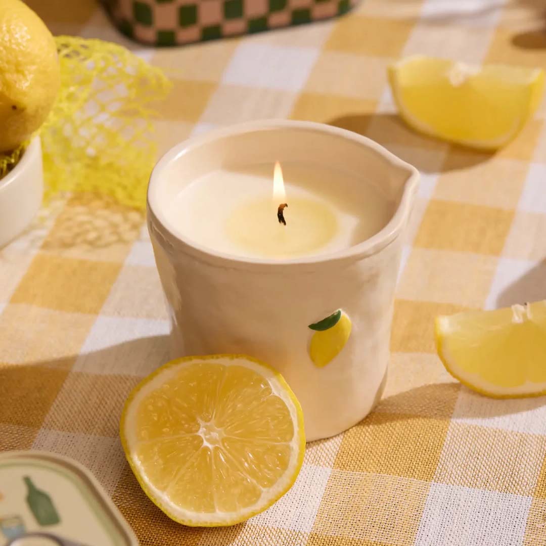 Bistro 8oz Embossed Ceramic Candle | Meyer Lemon