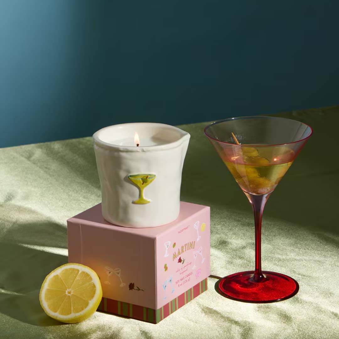 Bistro 8oz Martini Embossed Ceramic Candle | Sparkling Bergamot