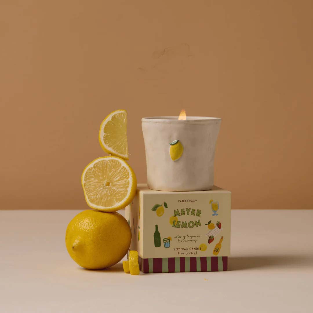 Bistro 8oz Embossed Ceramic Candle | Meyer Lemon