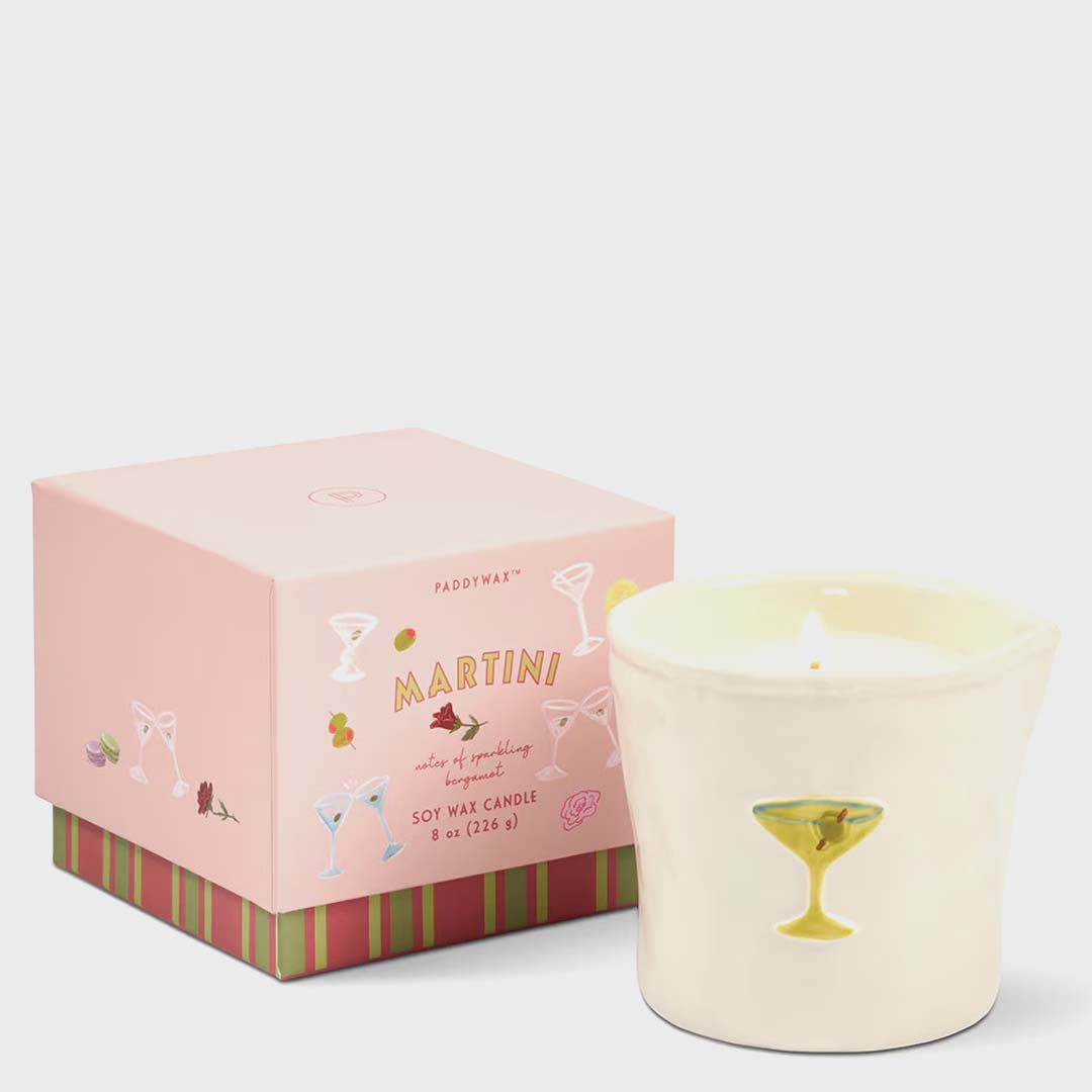 Bistro 8oz Martini Embossed Ceramic Candle | Sparkling Bergamot