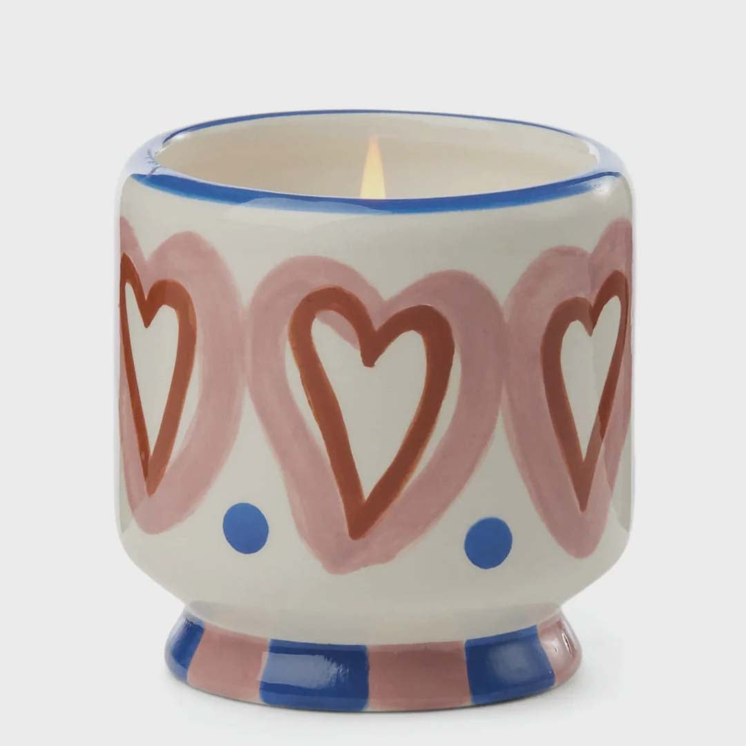 Adopo 8oz Hearts Ceramic Candle | Rosewood Vanilla