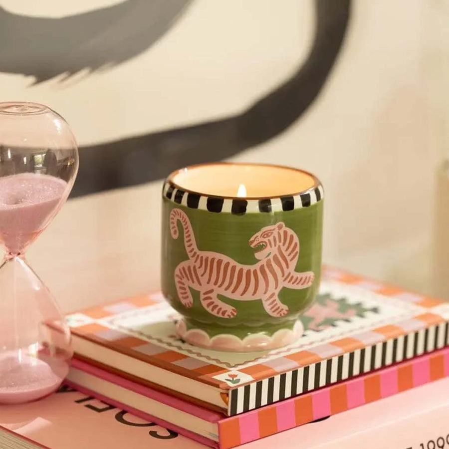 A Dopo 8oz Tiger Ceramic Candle | Black Cedar & Fig