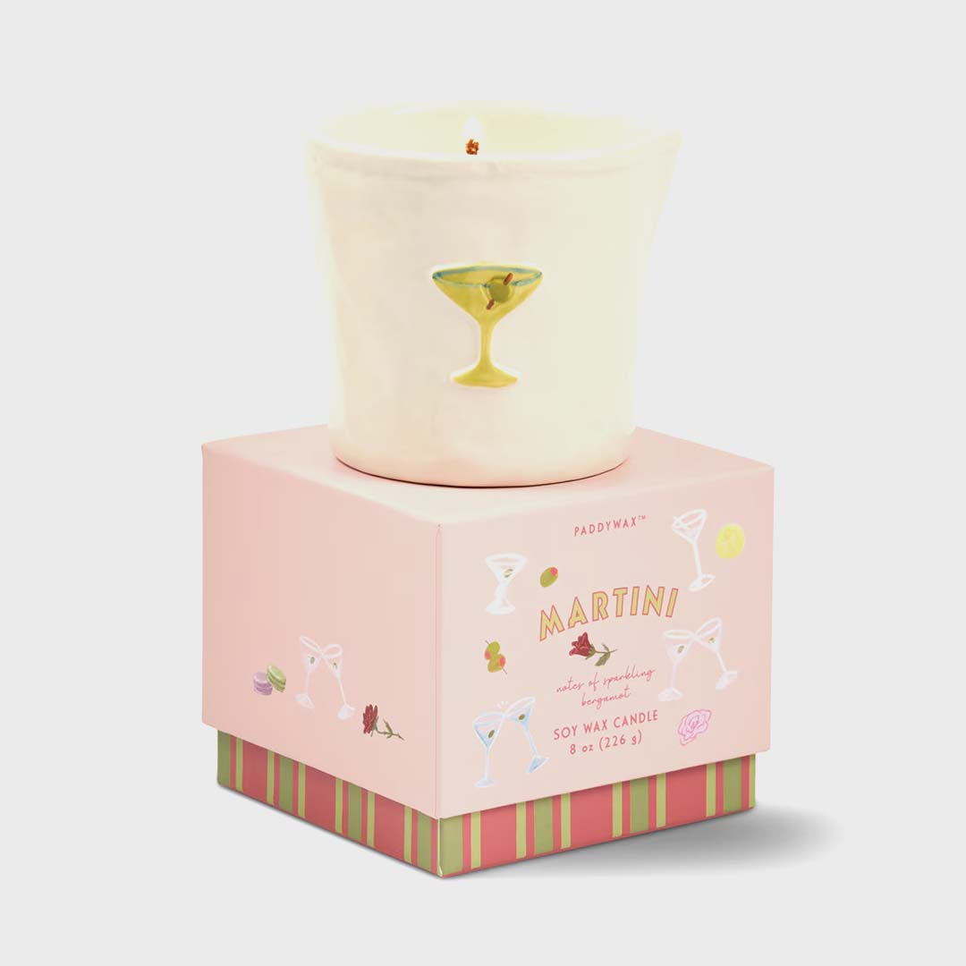 Bistro 8oz Martini Embossed Ceramic Candle | Sparkling Bergamot