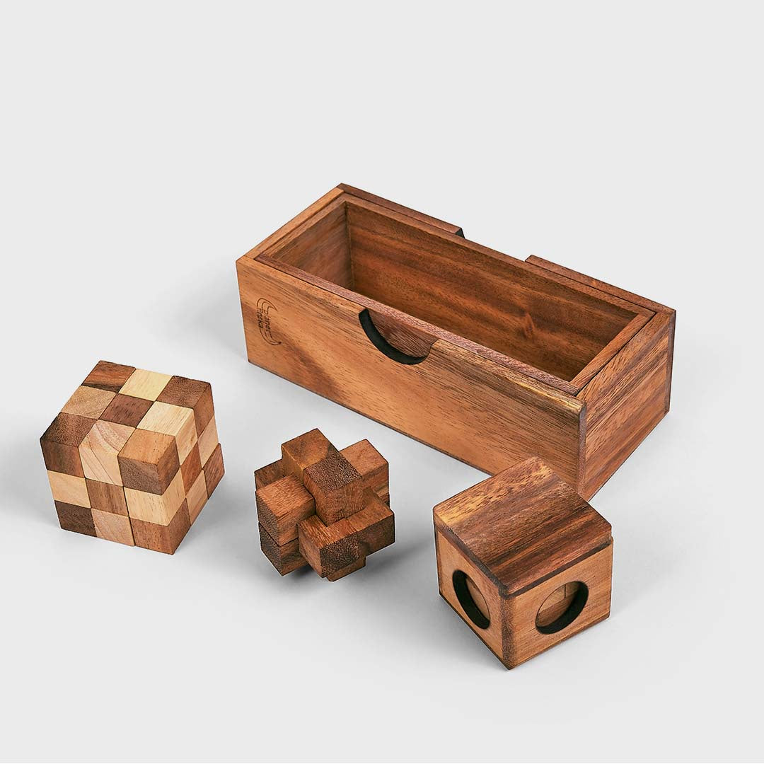 3 Puzzles in A Wooden Box