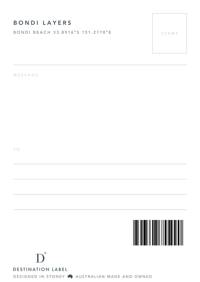 Postcard | Bondi Layers – writable barcoded back
