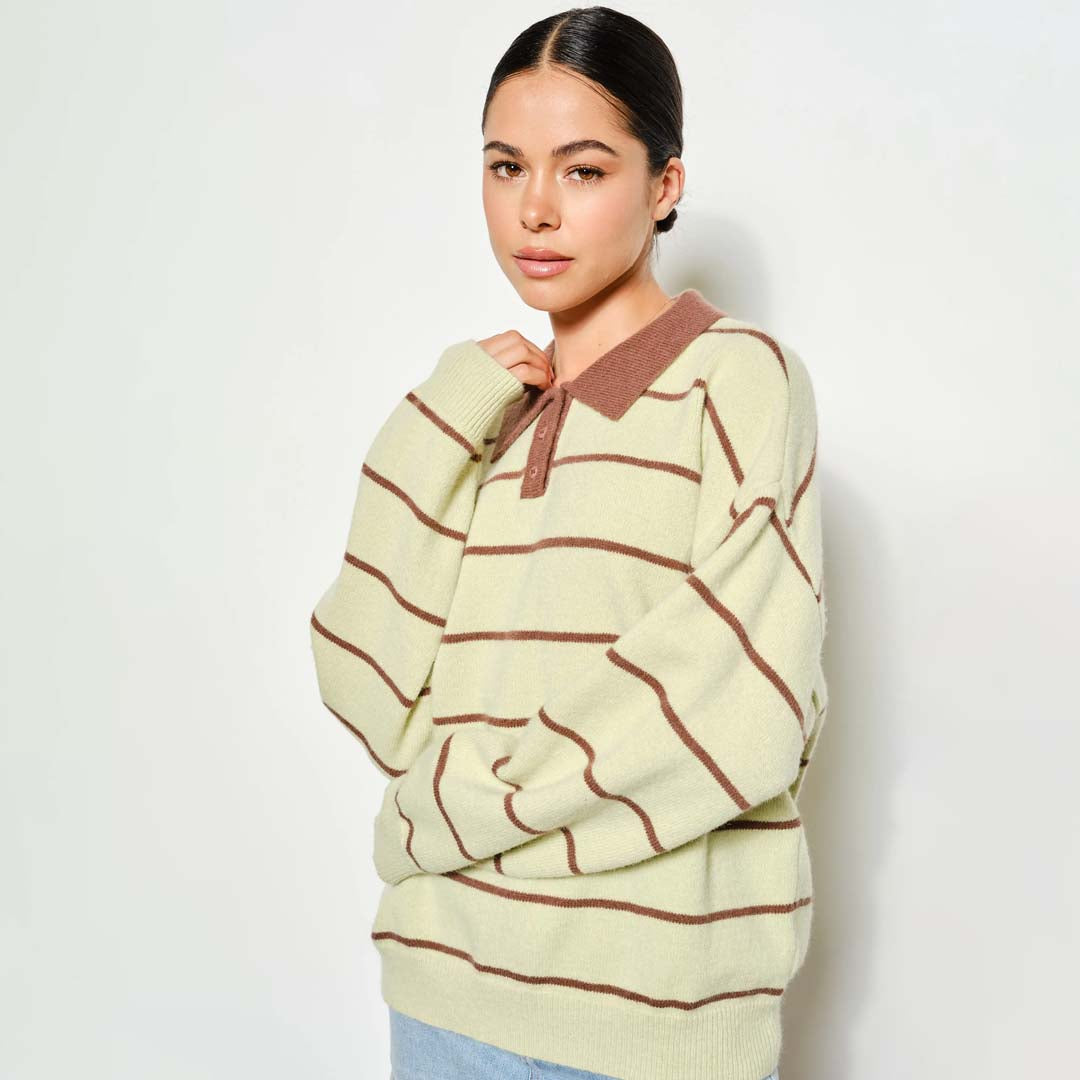 Joanna Rugby Sweater | Matcha Brown