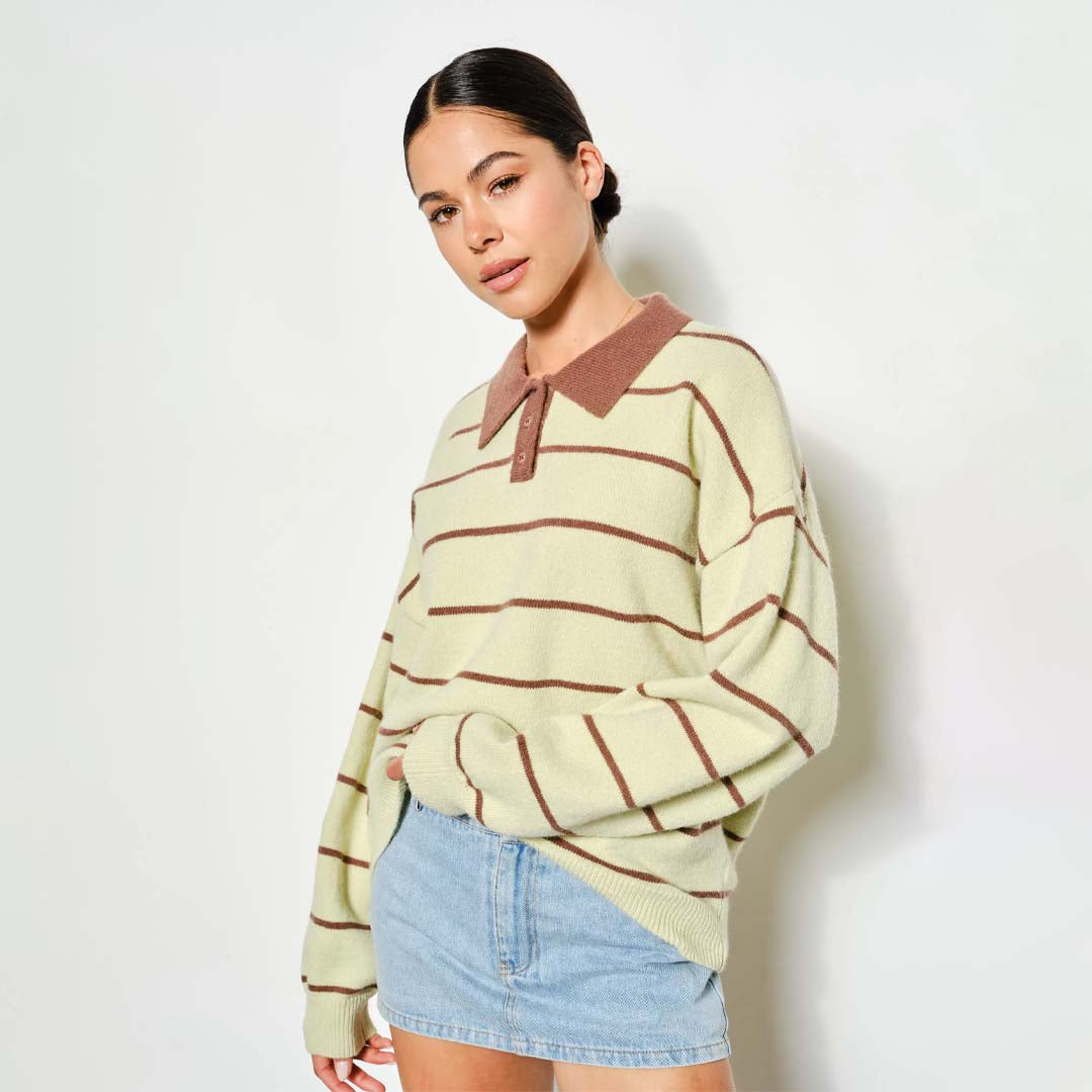 Joanna Rugby Sweater | Matcha Brown