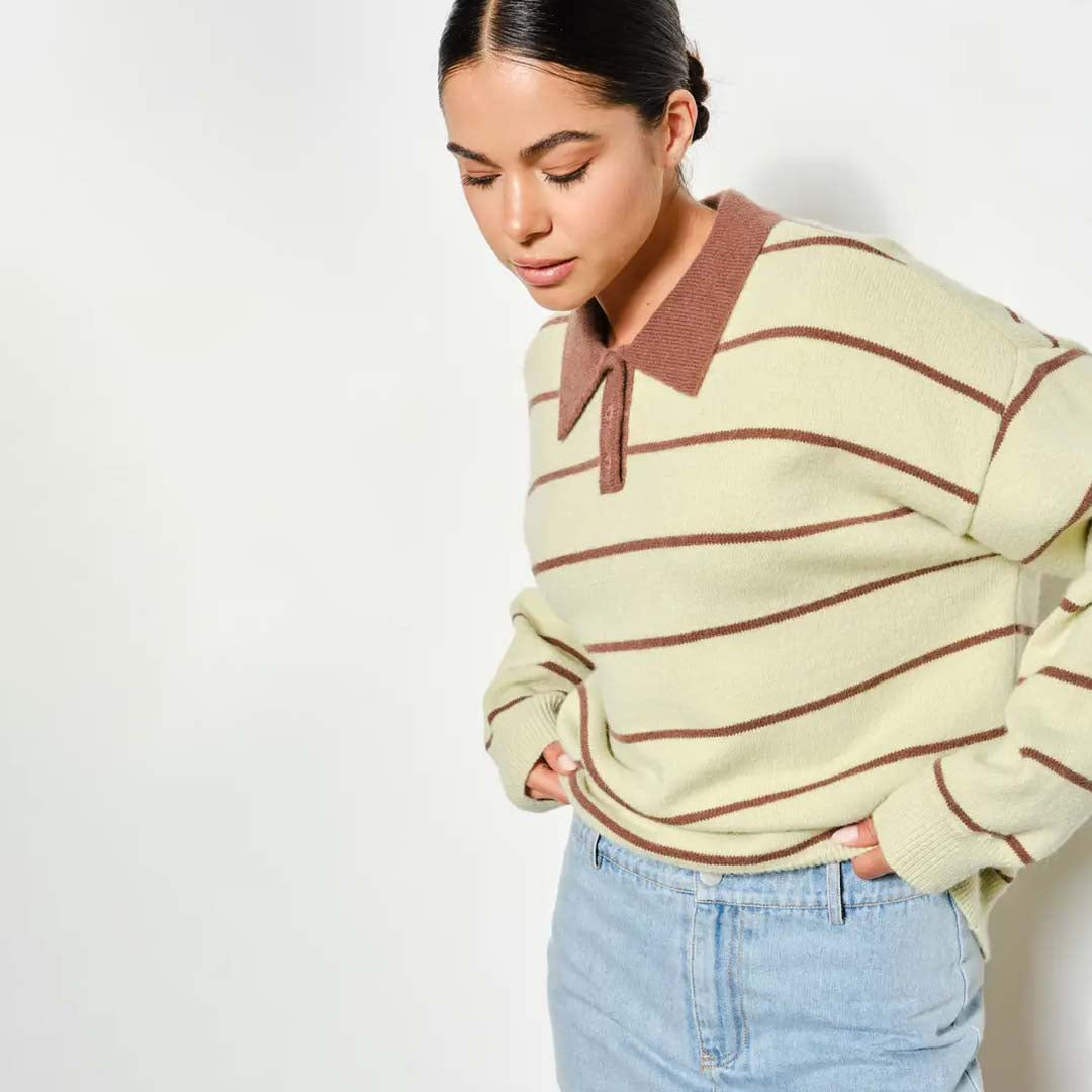 Joanna Rugby Sweater | Matcha Brown