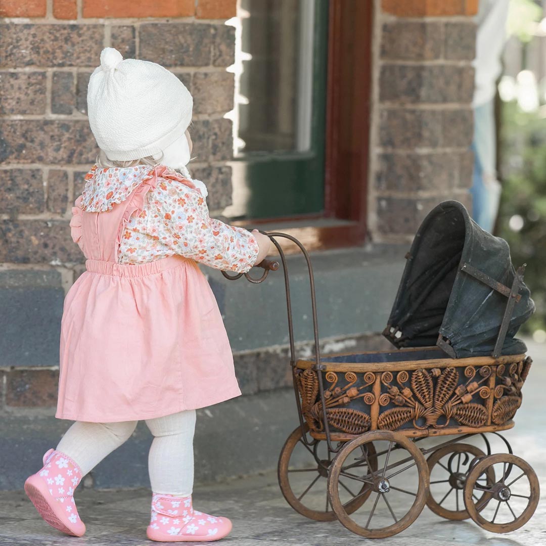 Quincy Corduroy  Baby Pinafore | Dusty Rose