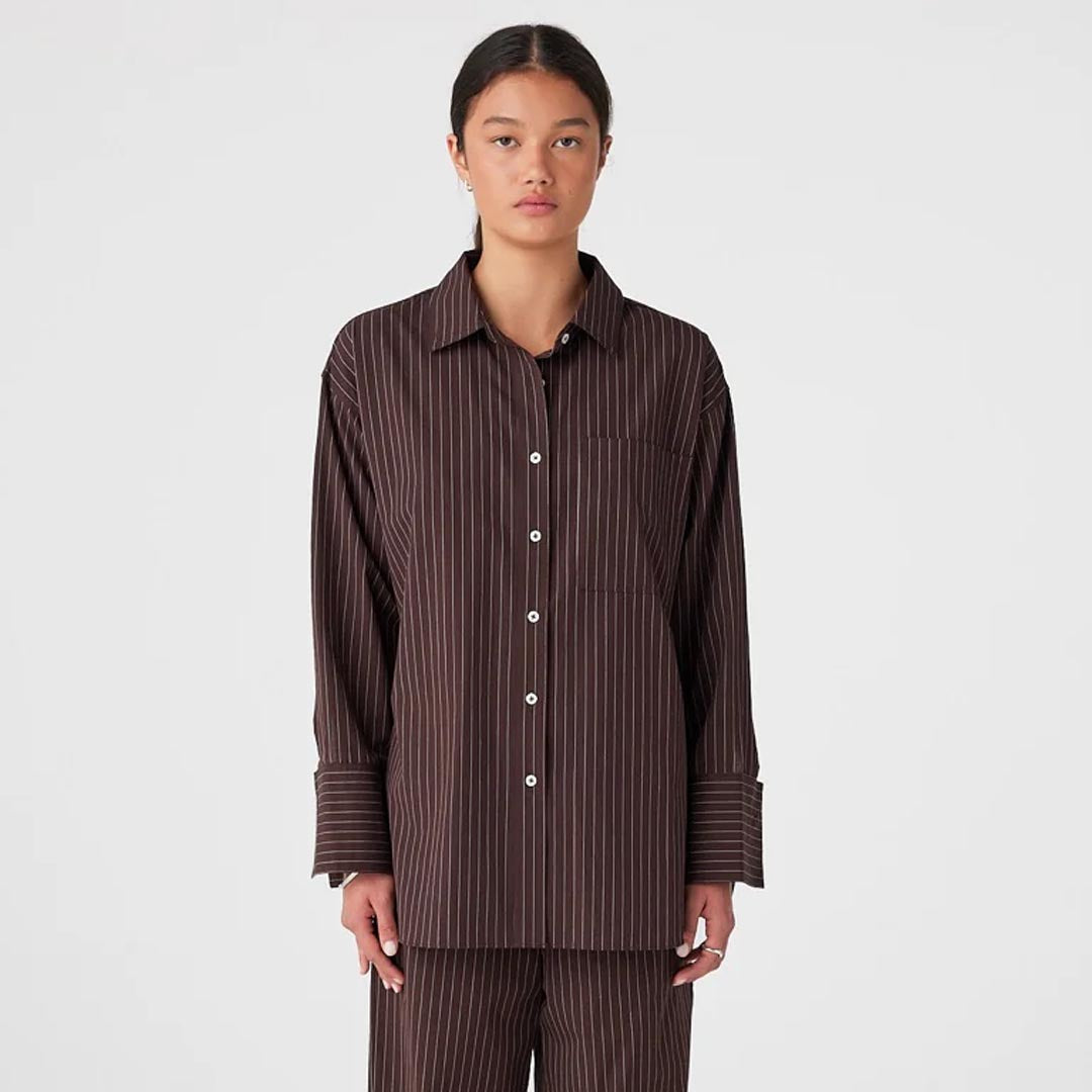 Rae Shirt | Espresso Stripe