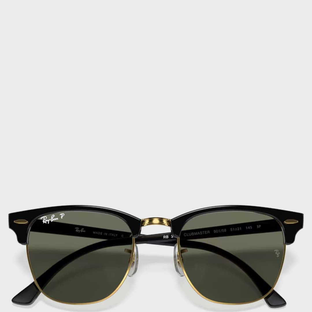 Clubmaster | Black on Gold Polarised