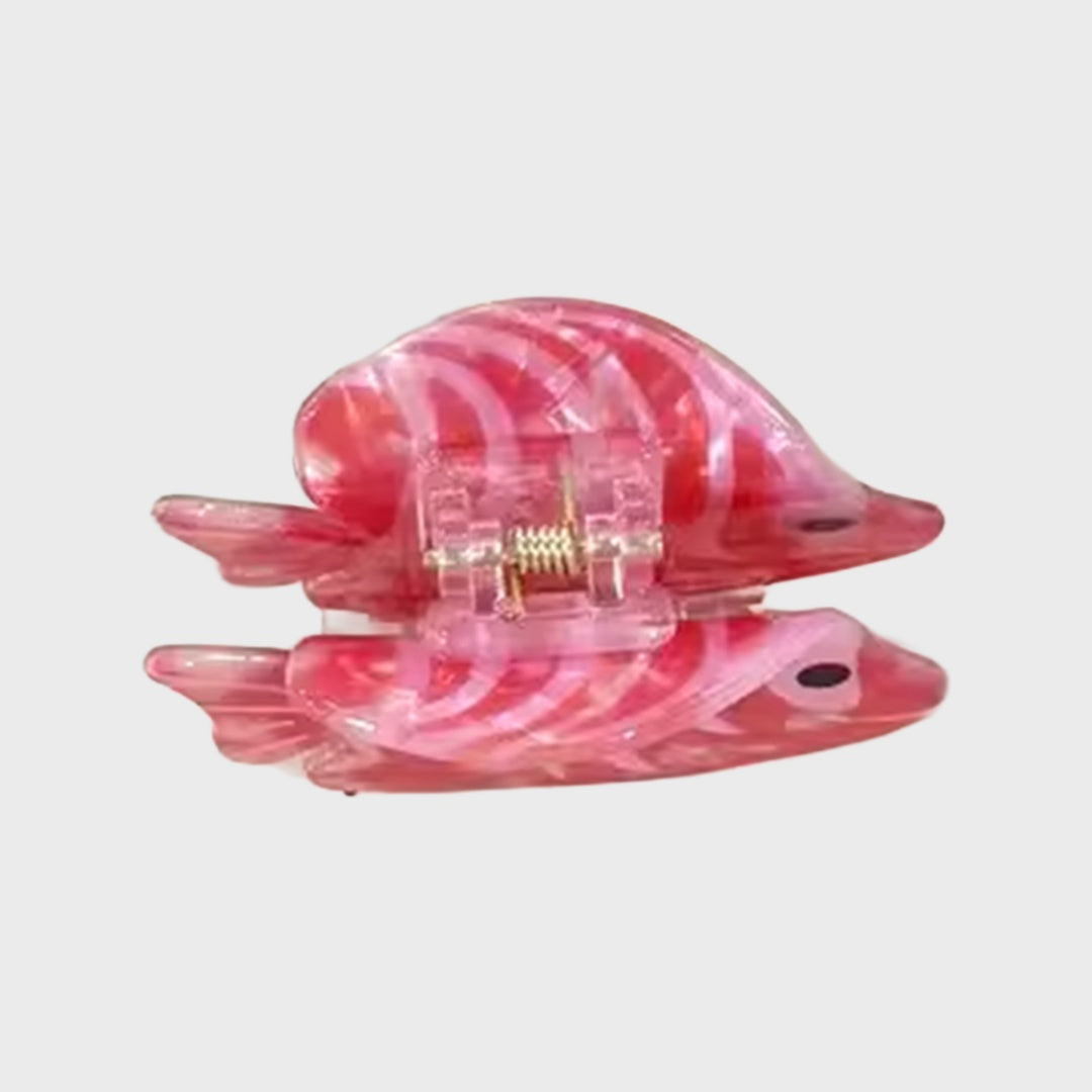 Pink Stripe Reef Fish Hair Clip rear mechanism view
