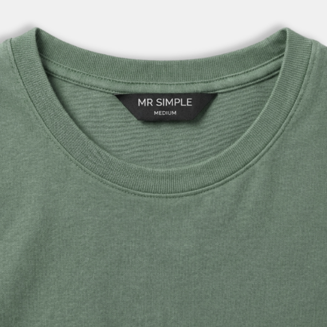 Reginald Tee Wasabi Fade collar and label detail