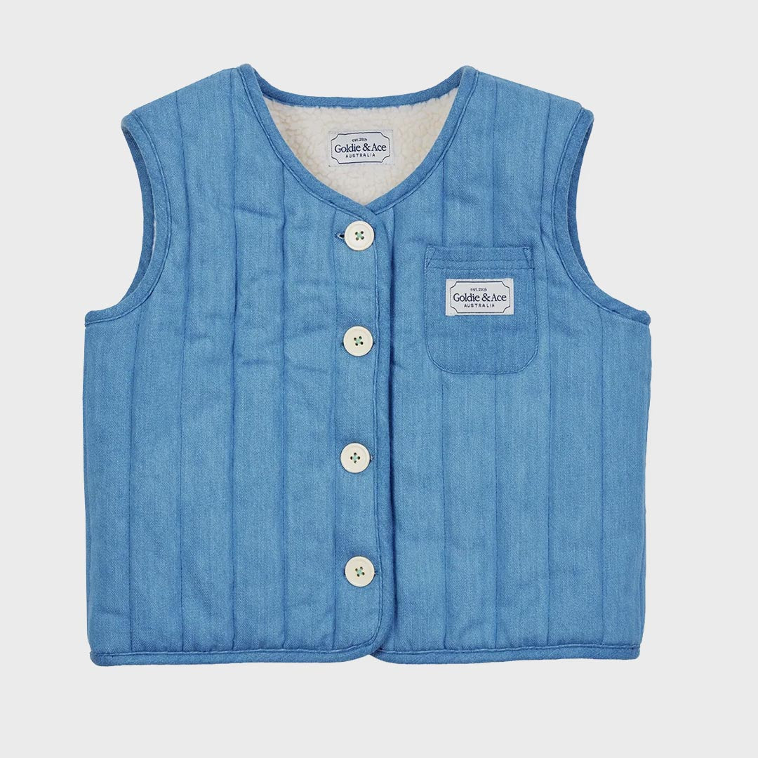 Reversible Chambray Button Vest