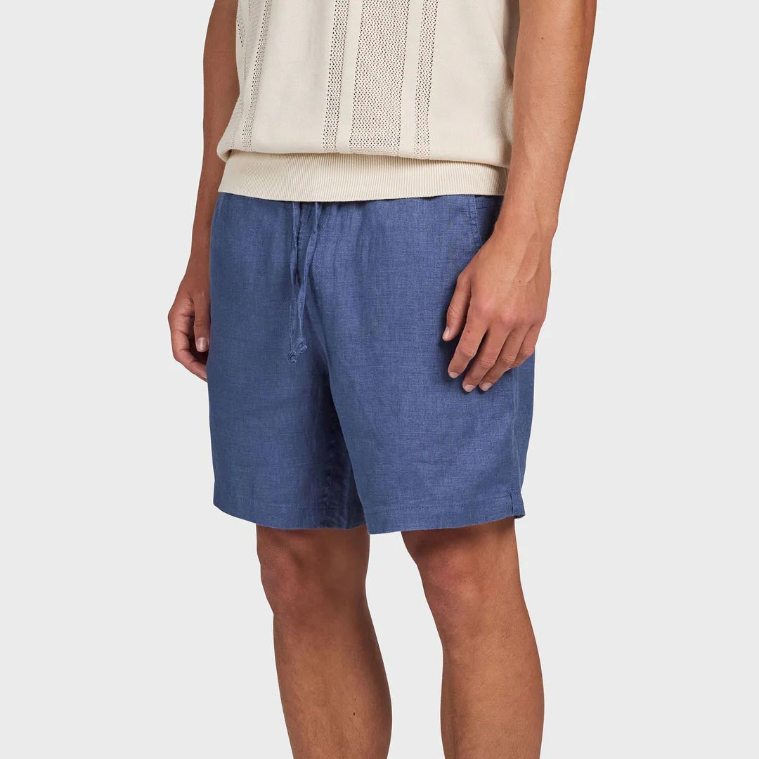 Riviera Linen Short | Petrol Blue