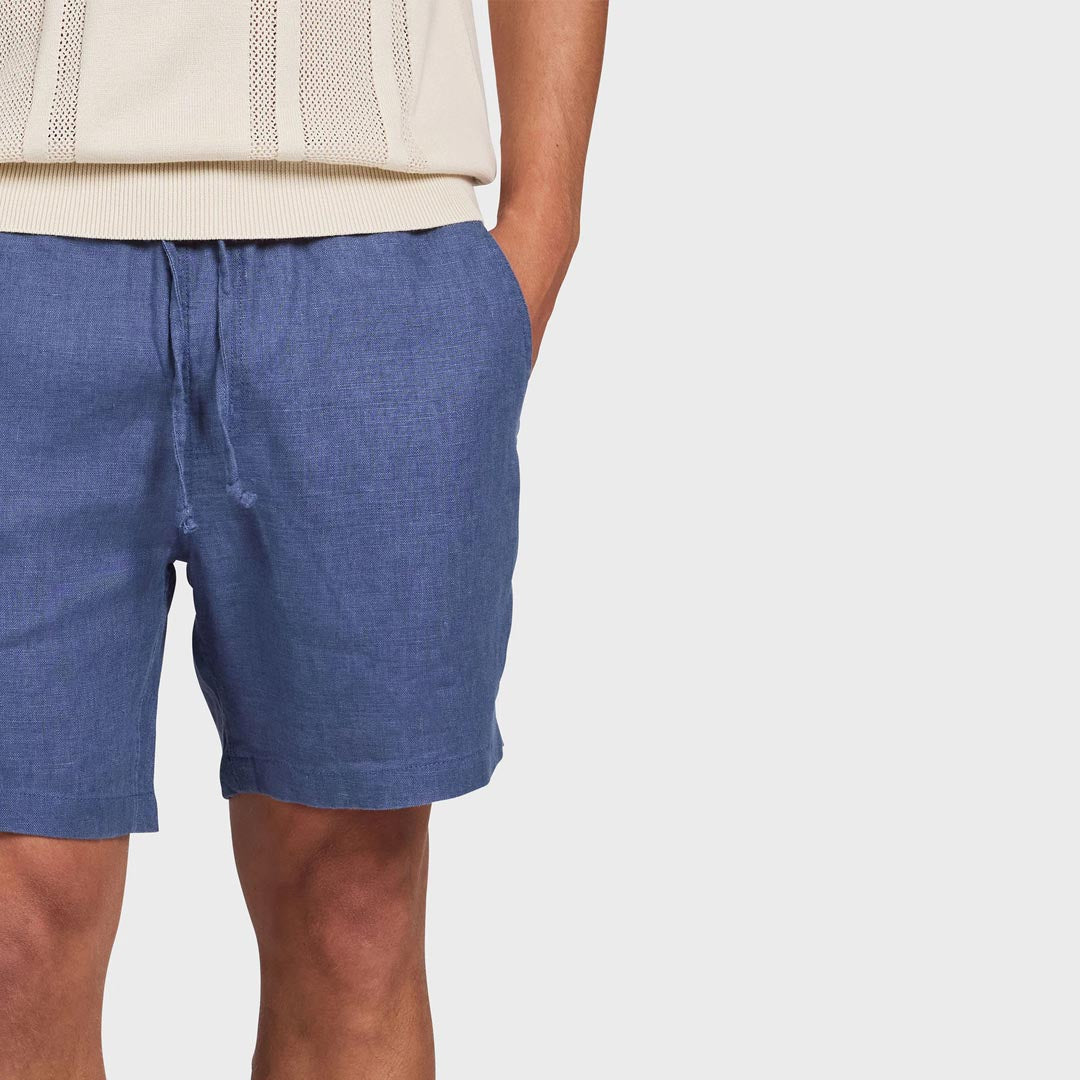 Riviera Linen Short | Petrol Blue