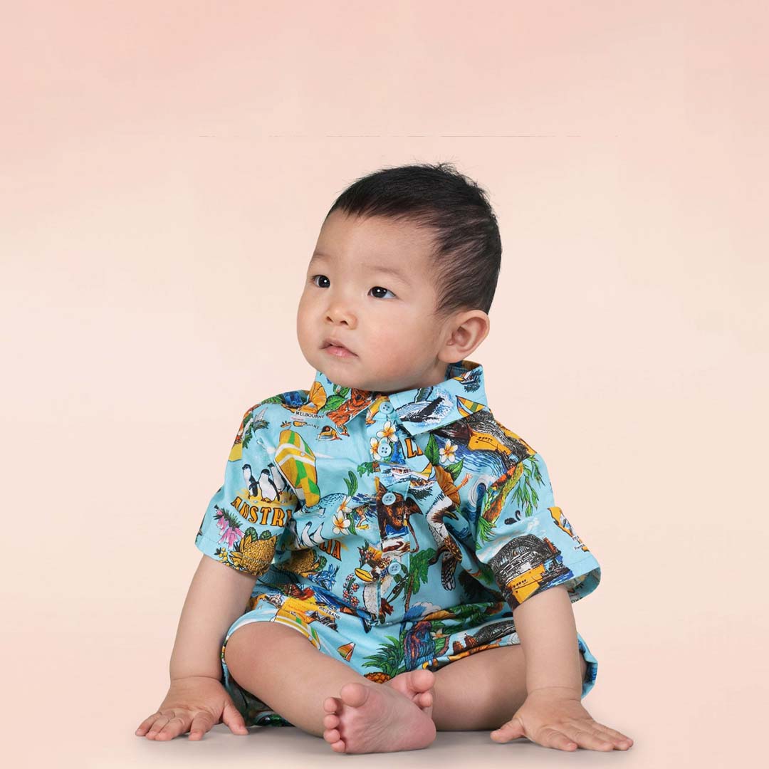 AUSTRALIA BABY SHIRT ROMPER | BLUE