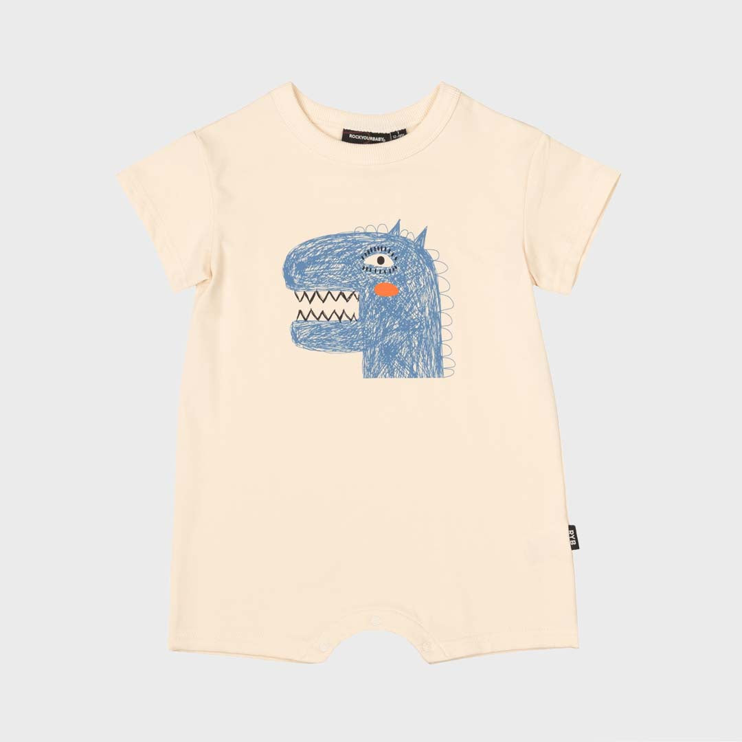 DINO ART BABY ROMPER | ECRU