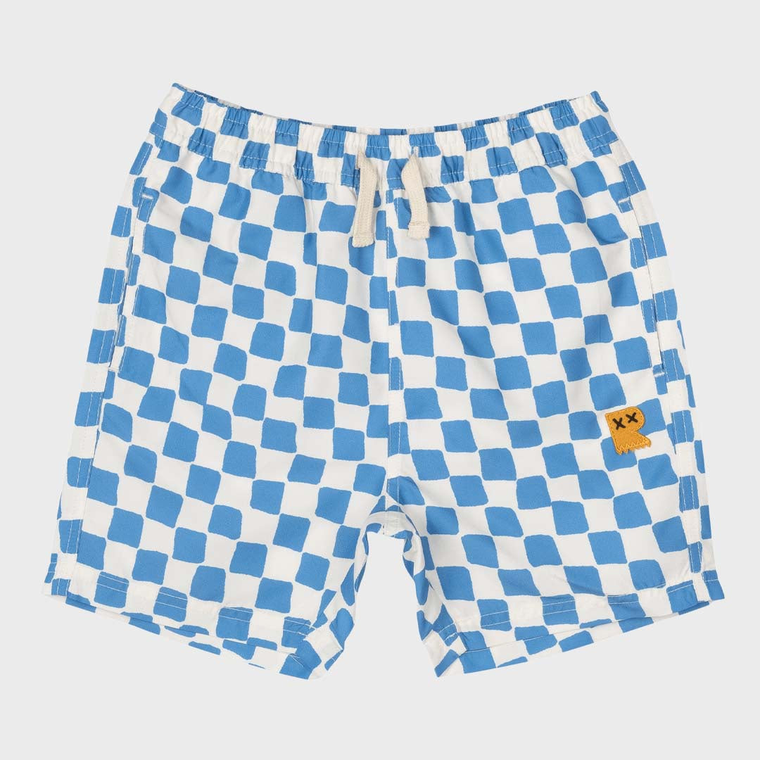 BLUE CHECKER BOARDSHORTS | BLUE CREAM