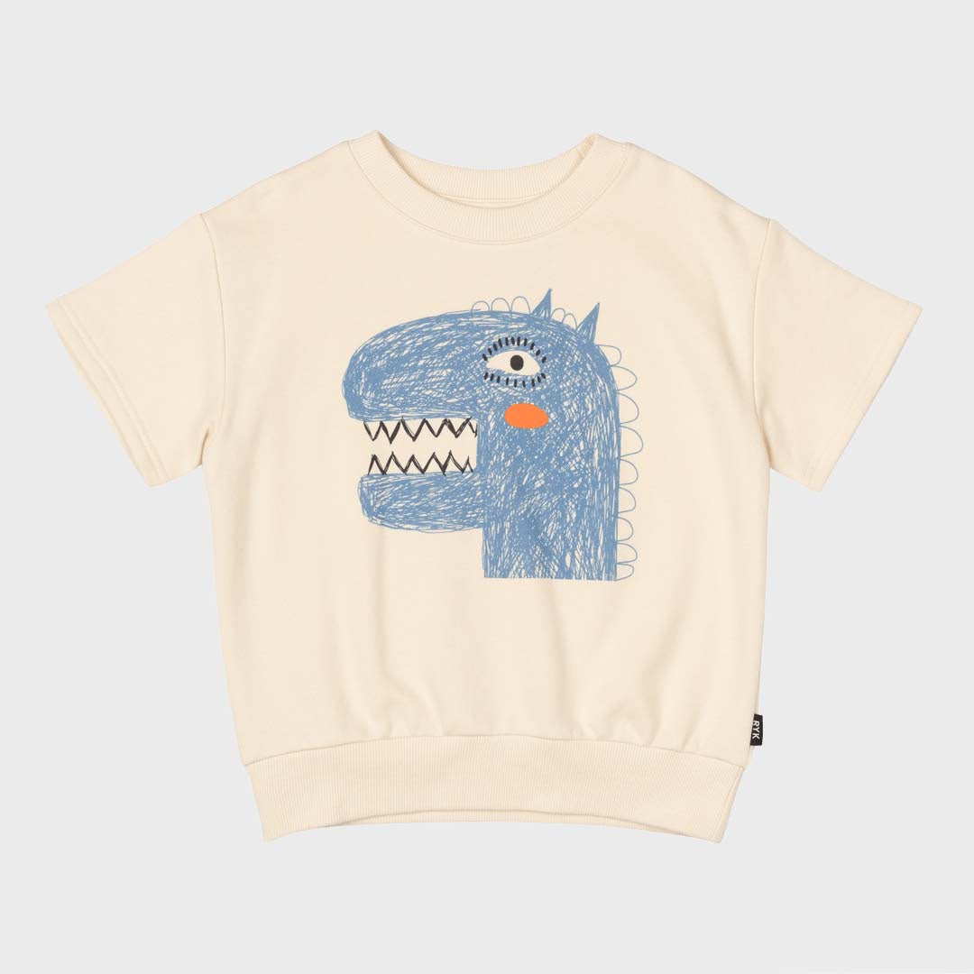 DINO ART CUT OFF SWEATSHIRT | ECRU